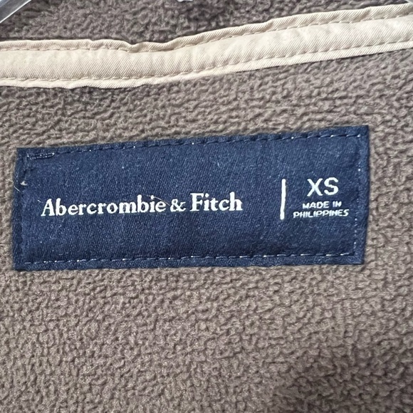 Abercrombie & Fitch Men’s Tan Sherpa Fleece Full Zip Mock Neck Jacket Sz XS EUC - Picture 5 of 5